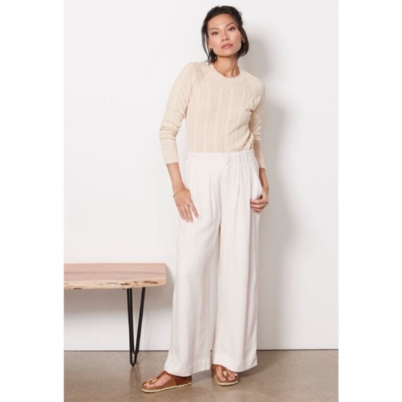 Evereve Distressed Cable Sweater in Cream - Picture 3 of 8